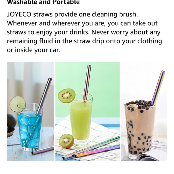 JOYECO 4 Pcs Stainless Steel Boba Straws Rainbow - Picture 4 of 4